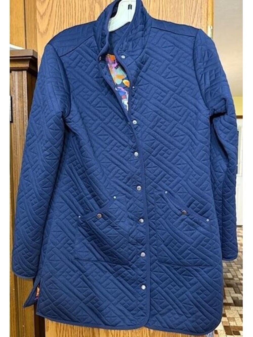 #2449 Sport Savvy Regular Quilted Knit Car Coat w/ Printed Lining SIZE S